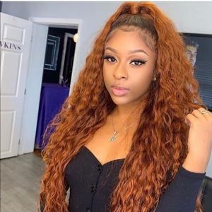 22” Brown Curly Front Lace Wig Unit